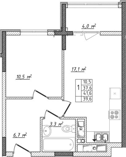 2-комн., 37.6 м²