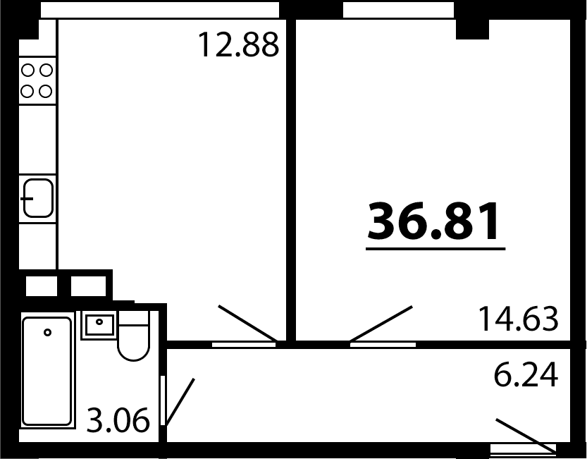 1-комн., 36.81 м²