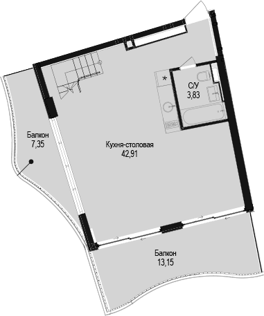 1-комн., 63.26 м²