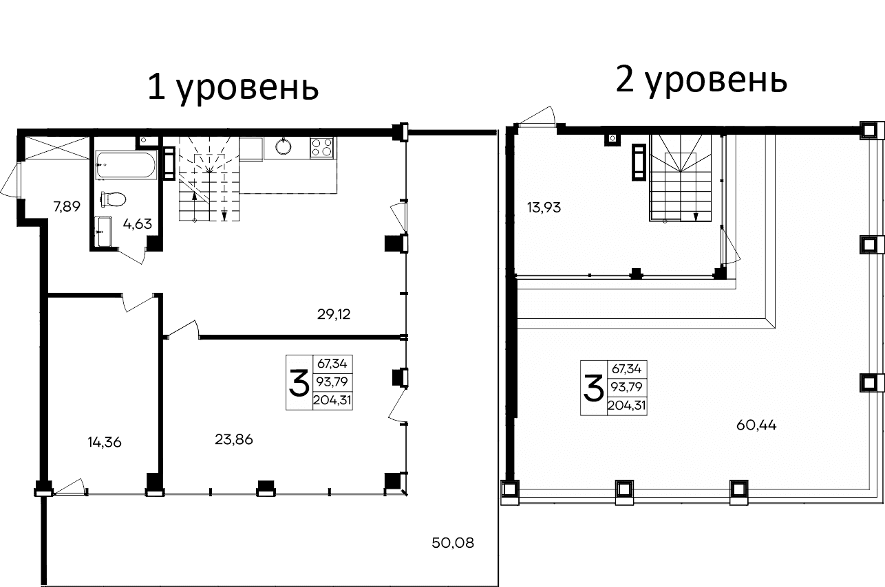 2-комн., 93.79 м²