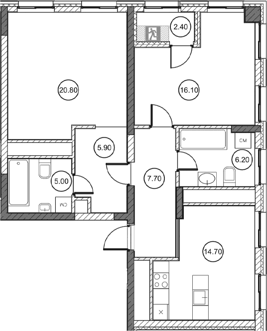 2-комн., 76.2 м²