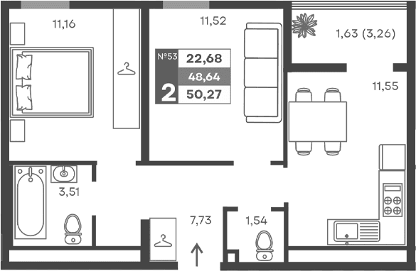 2-комн., 47.01 м²