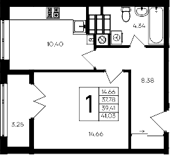 1-комн., 37.78 м²