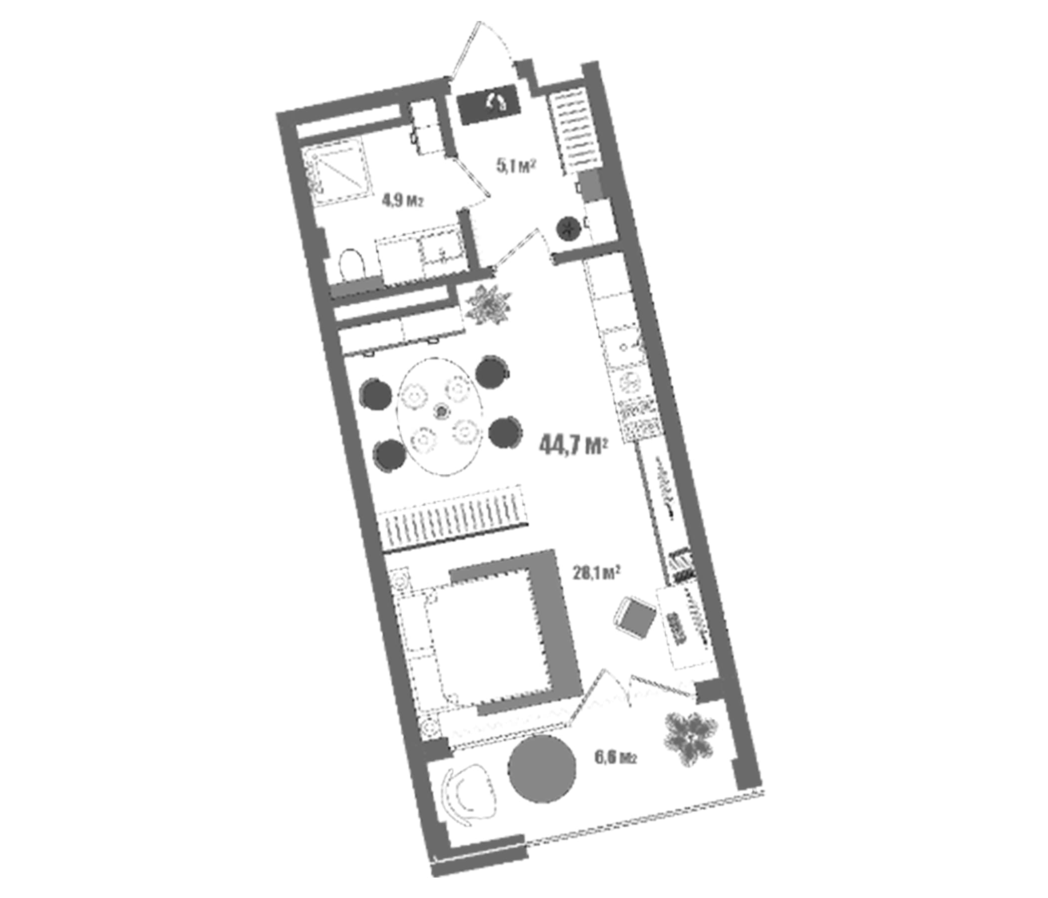 Студия, 38.1 м²