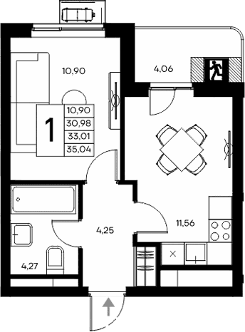 1-комн., 30.98 м²