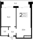 1-комн., 44.2 м²