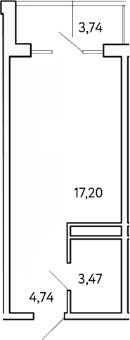 Студия, 25.42 м²