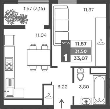 1-комн., 29.93 м²