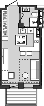 Студия, 27.7 м²