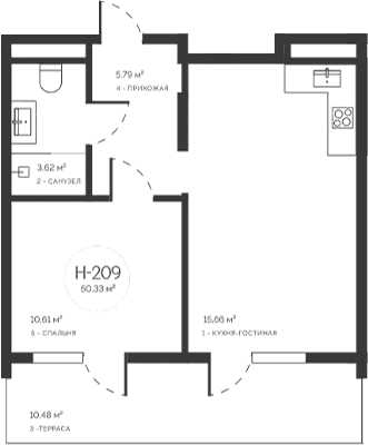 2-комн., 39.85 м²