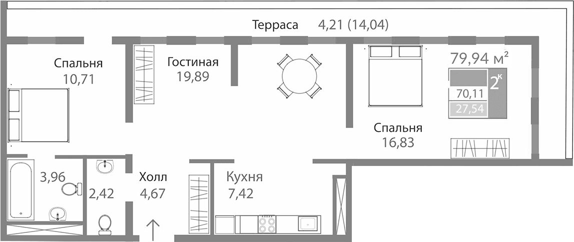 3-комн., 65.9 м²