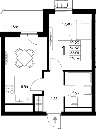 1-комн., 30.98 м²