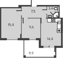 3-комн., 50.3 м²