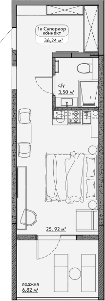 Студия, 29.42 м²