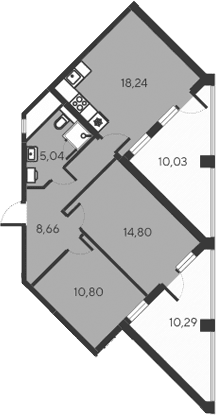3-комн., 57.54 м²