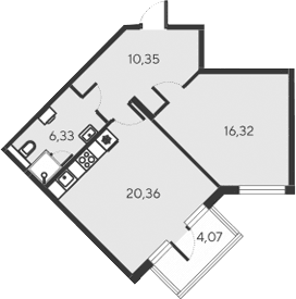 2-комн., 53.36 м²