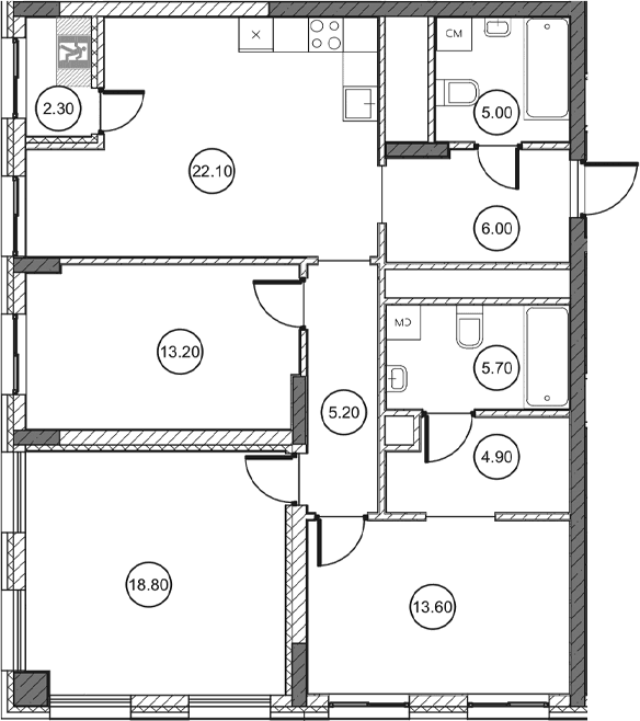 3-комн., 81.05 м²