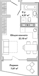 Студия, 27.76 м²
