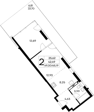 2-комн., 58.38 м²