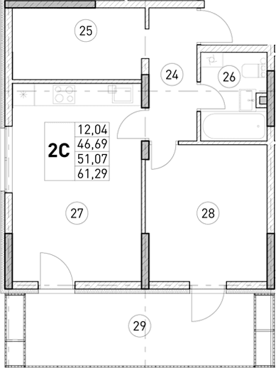 1-комн., 46.69 м²