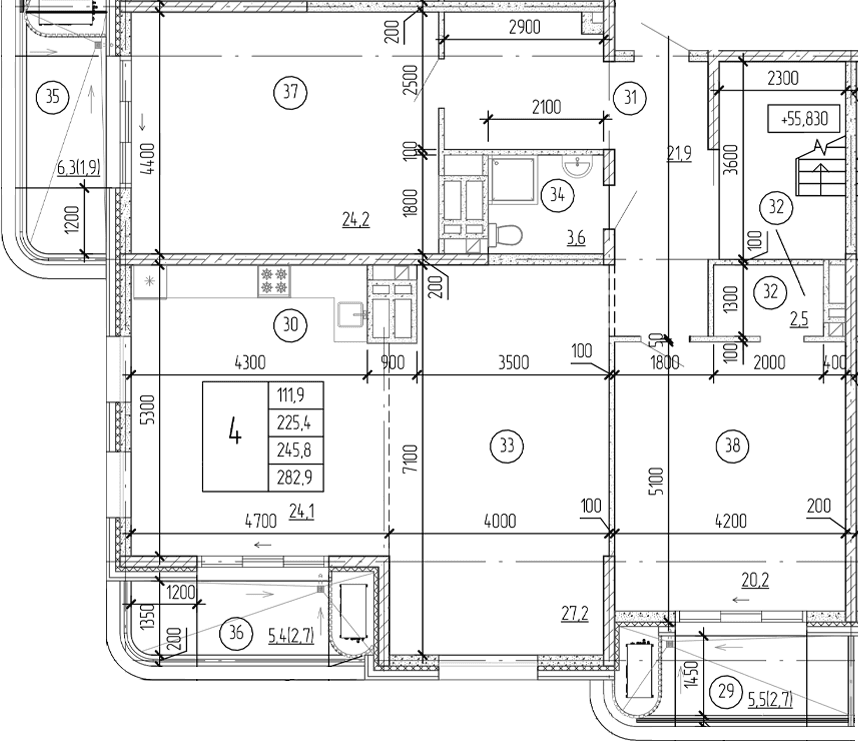 4-комн., 225.4 м²