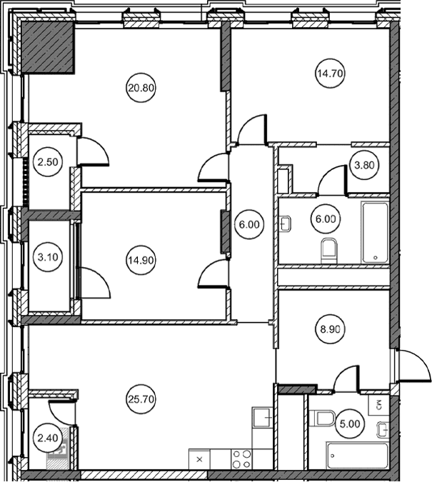 3-комн., 105.8 м²