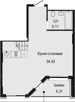 1-комн., 52.01 м²