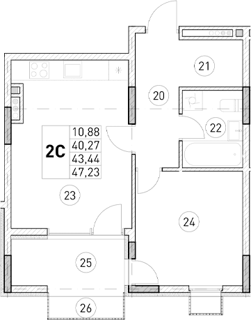 1-комн., 40.27 м²