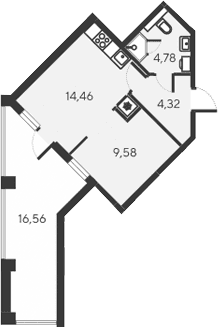 2-комн., 33.14 м²