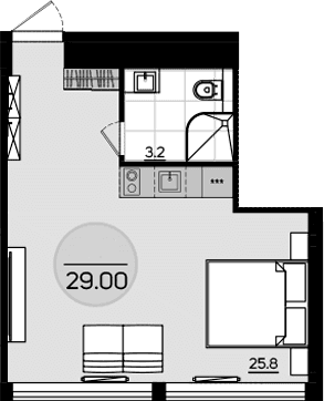 Студия, 29 м²