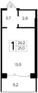 Студия, 21 м²