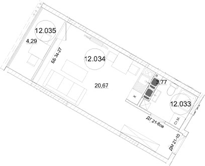 Студия, 24.44 м²