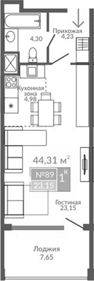 Студия, 36.66 м²