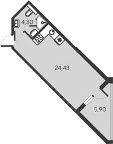 Студия, 28.73 м²