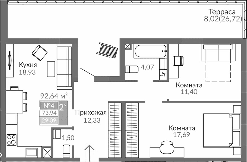 2-комн., 65.92 м²