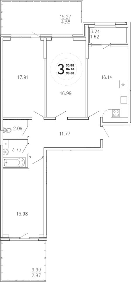 3-комн., 84.63 м²