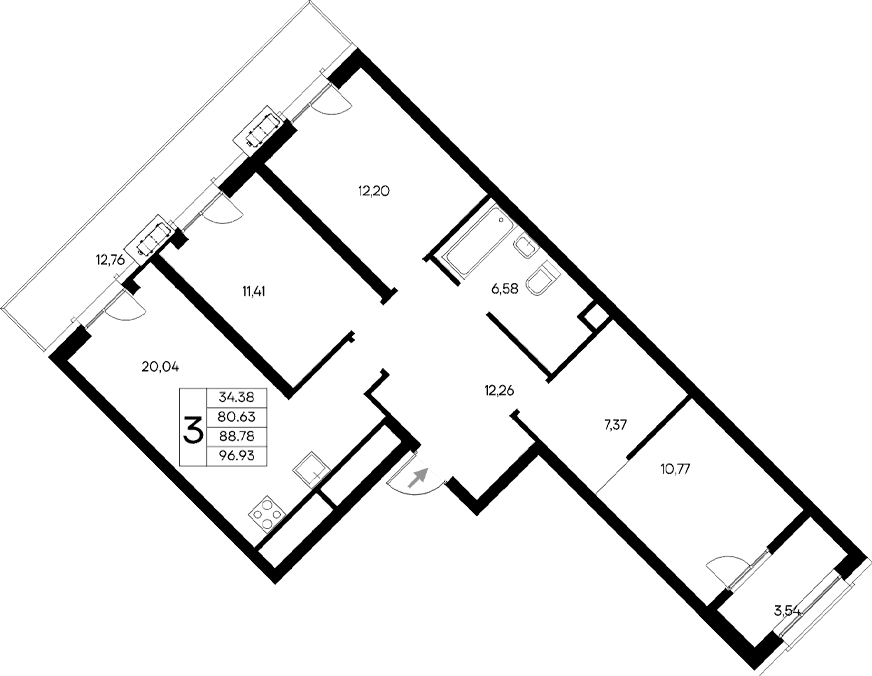 3-комн., 80.63 м²