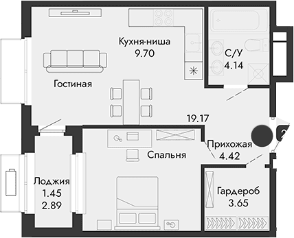 Своб. план., 41.08 м²