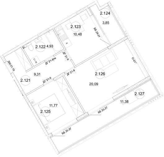 2-комн., 56.58 м²