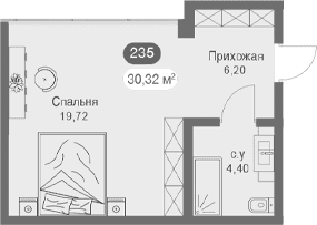 Студия, 37.57 м²