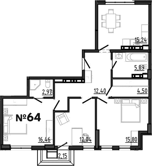 3-комн., 85.3 м²