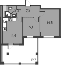 3-комн., 48.3 м²