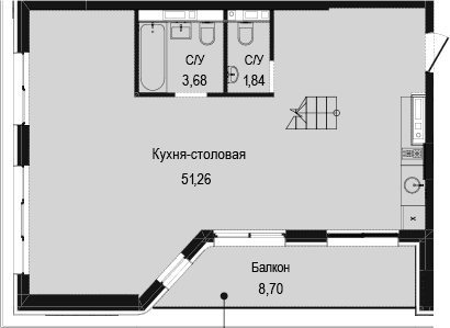 1-комн., 76.81 м²