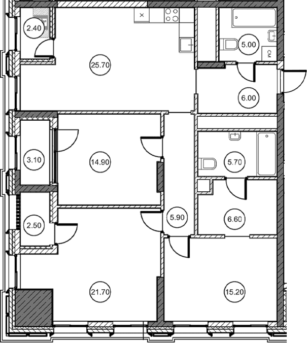 3-комн., 106 м²