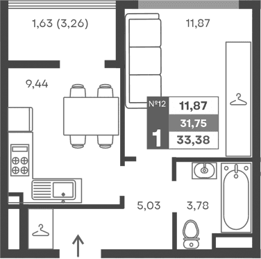 1-комн., 30.12 м²