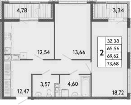 2-комн., 65.56 м²