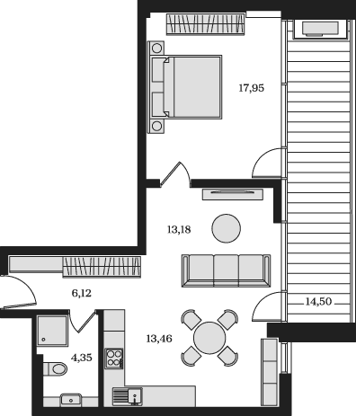 2-комн., 55.06 м²