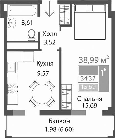 1-комн., 32.39 м²