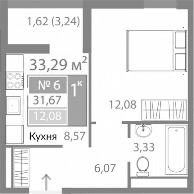 1-комн., 30.05 м²