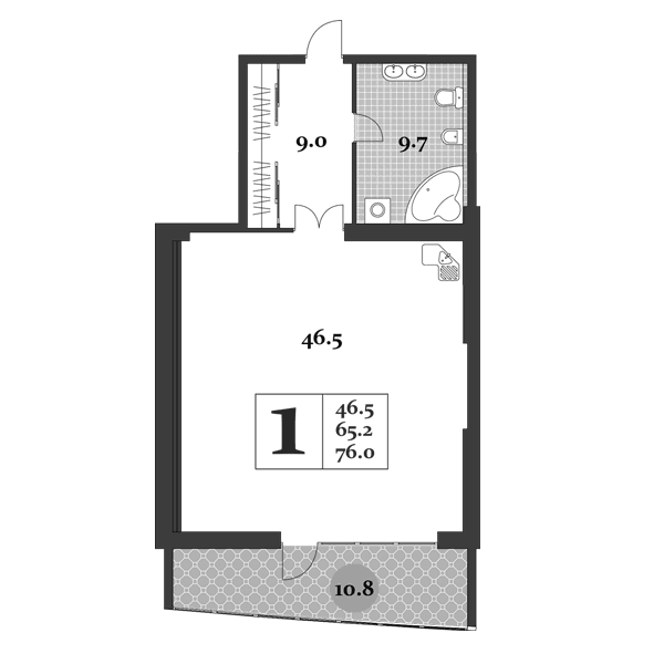 Студия, 65.2 м²